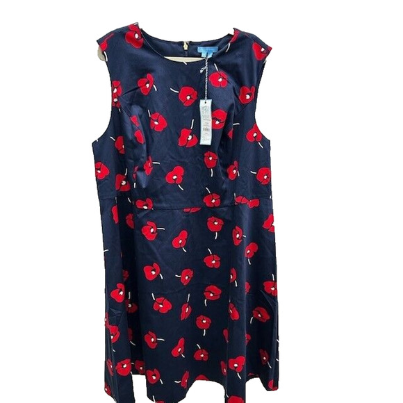 NWT Draper James Womens Poppy A-Line Dress Floral Preppy Nassau Navy Size 18 NWT - Picture 1 of 10